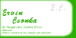 ervin csonka business card